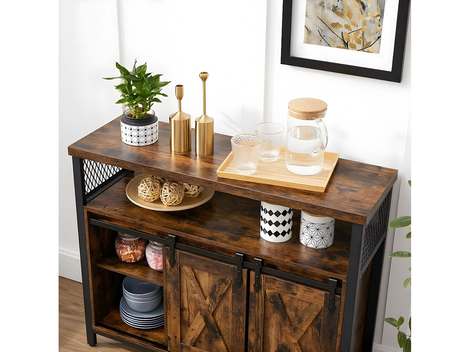 Buffet Estilo Industrial con Puertas Corredizas - L100 cm