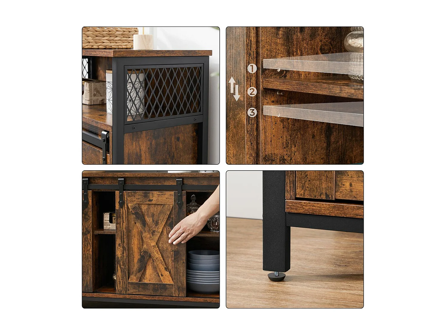 Buffet Estilo Industrial con Puertas Corredizas - L100 cm