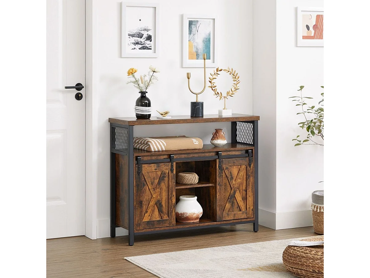 Buffet Style Industriel avec Portes Coulissantes - L100 cm