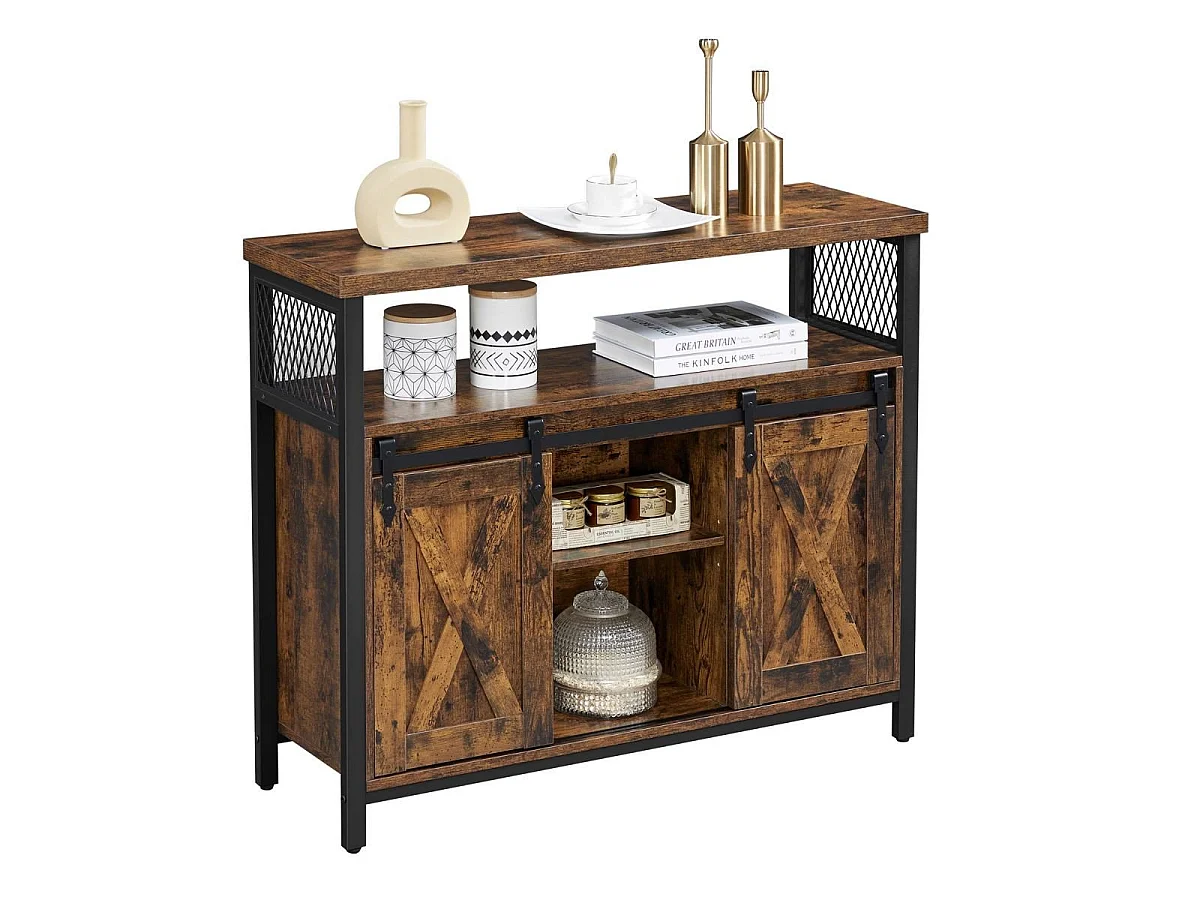 Buffet Style Industriel avec Portes Coulissantes - L100 cm