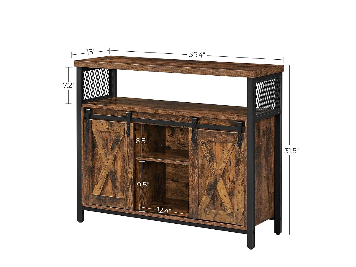 Buffet Style Industriel avec Portes Coulissantes - L100 cm