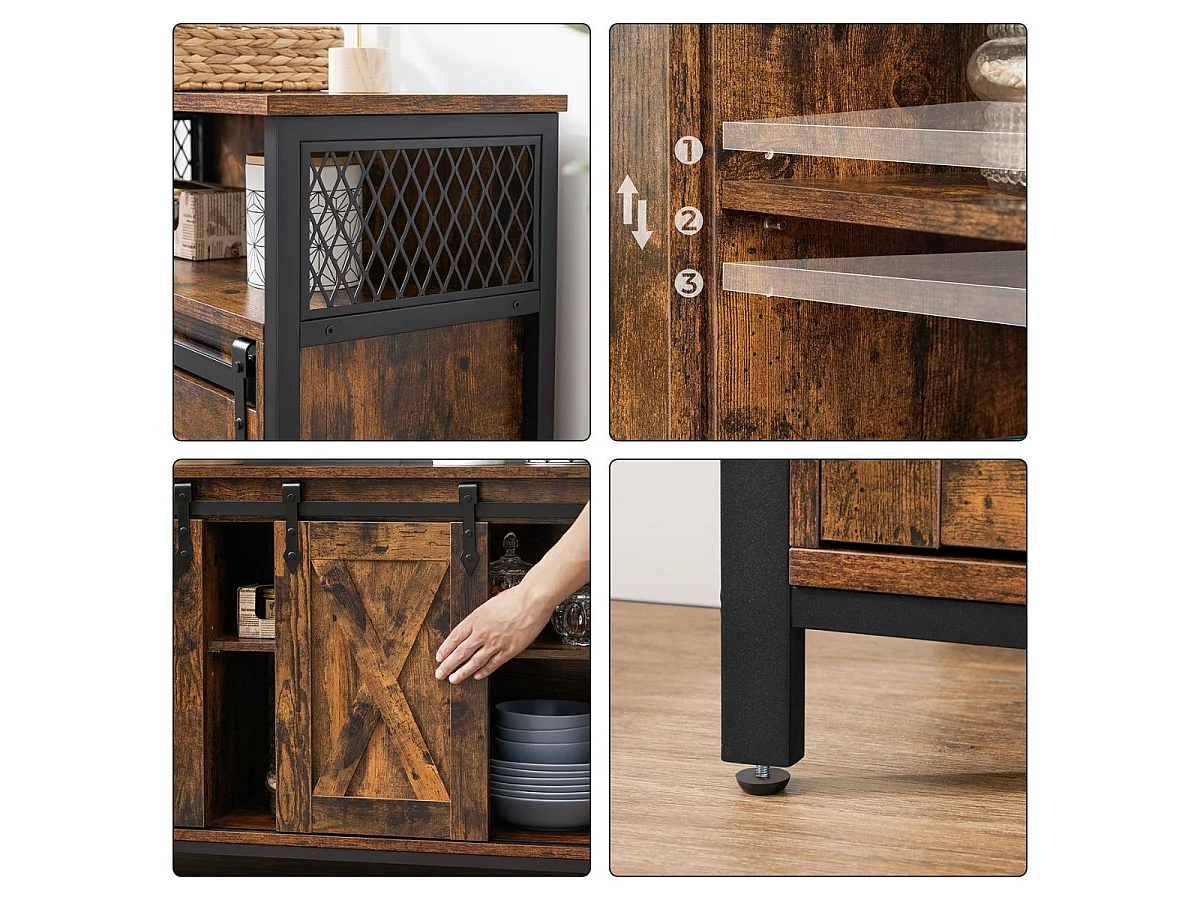 Buffet Style Industriel avec Portes Coulissantes - L100 cm