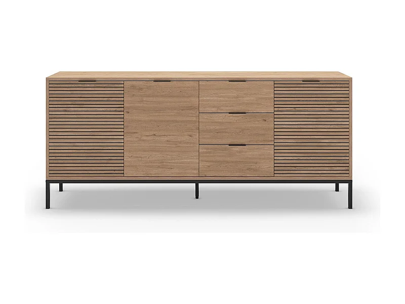 Buffet 3 portes 3 tiroirs et pieds en métal Ariel - L180 cm