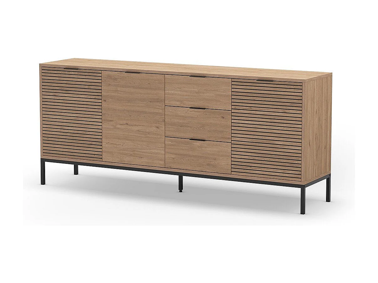 Buffet 3 portes 3 tiroirs et pieds en métal Ariel - L180 cm