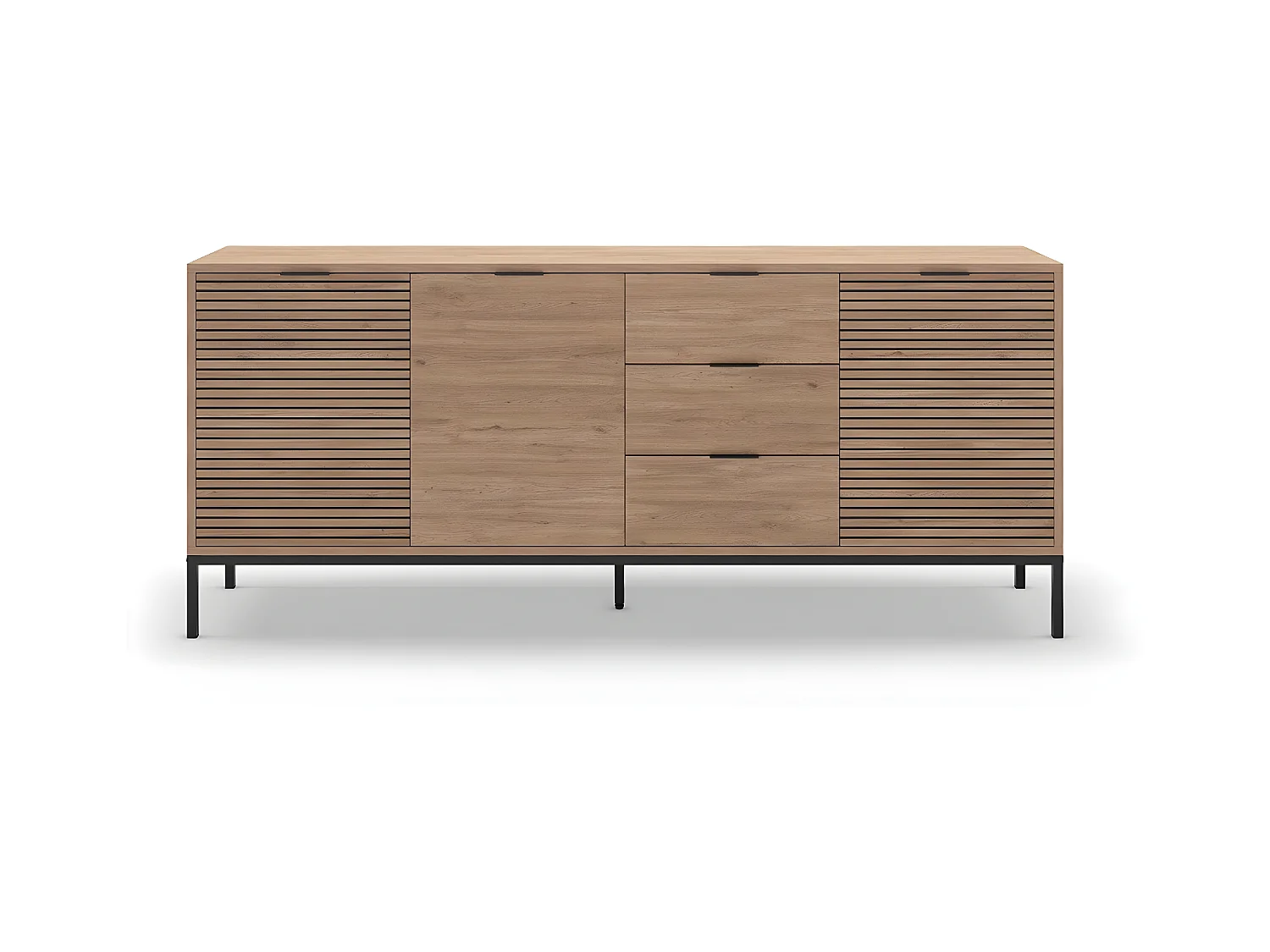 Buffet 3 portes 3 tiroirs et pieds en métal Ariel - L180 cm