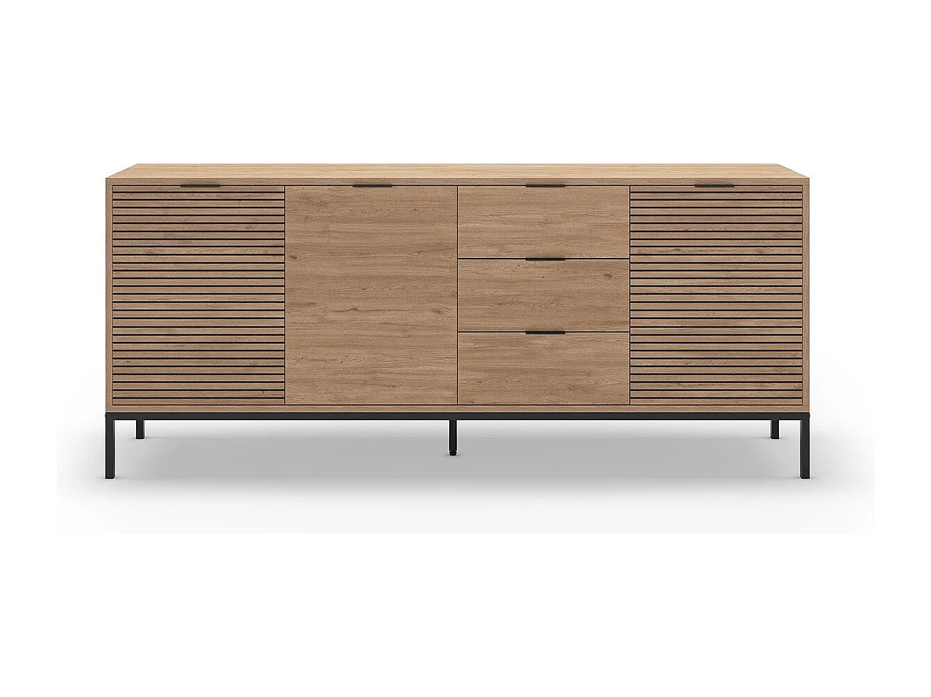 Buffet 3 portes 3 tiroirs et pieds en métal Ariel - L180 cm