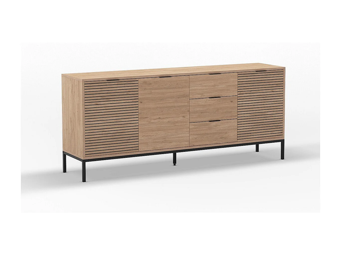 Buffet 3 portes 3 tiroirs et pieds en métal Ariel - L180 cm