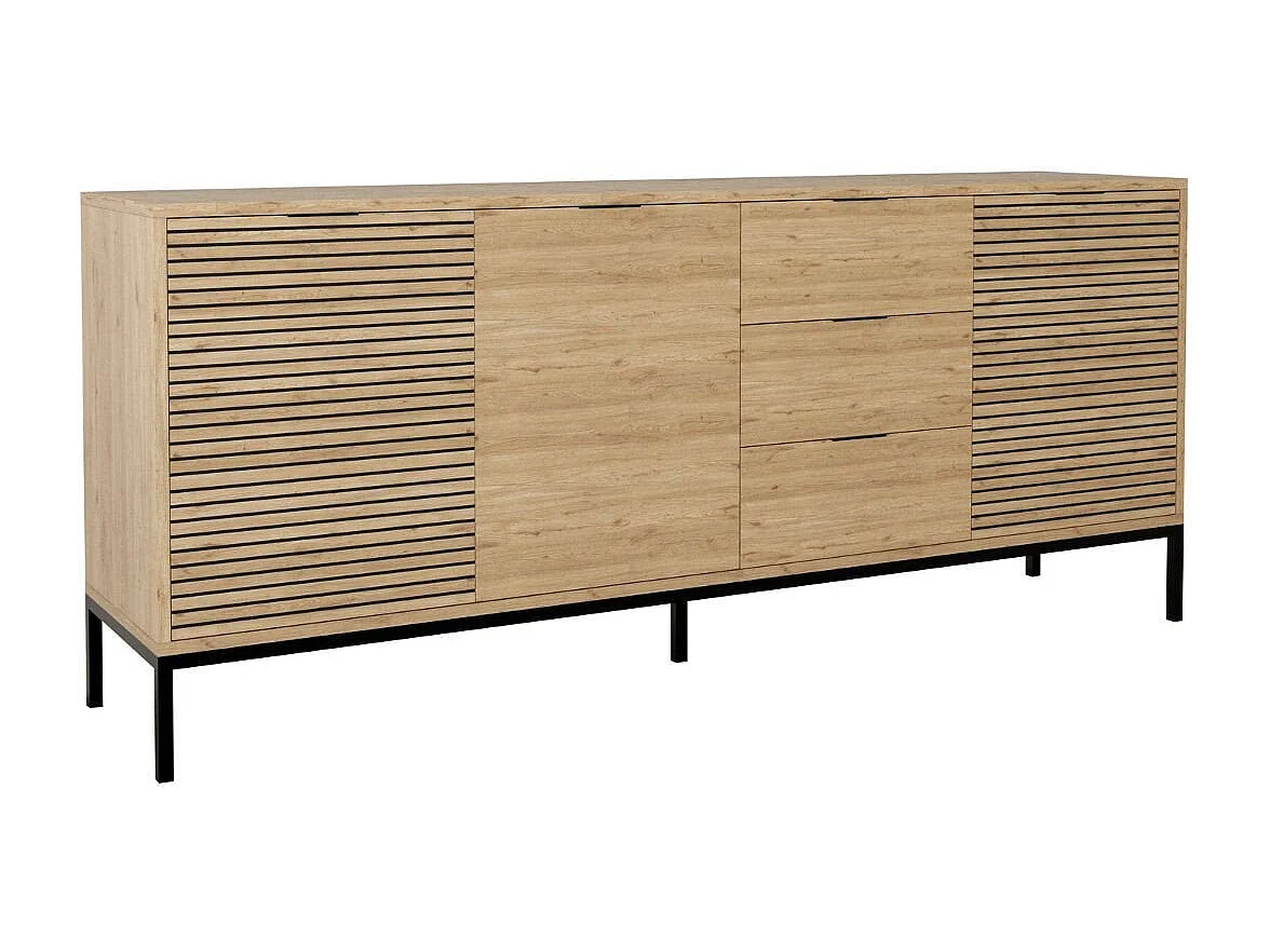 Buffet 3 portes 3 tiroirs et pieds en métal Ariel - L180 cm