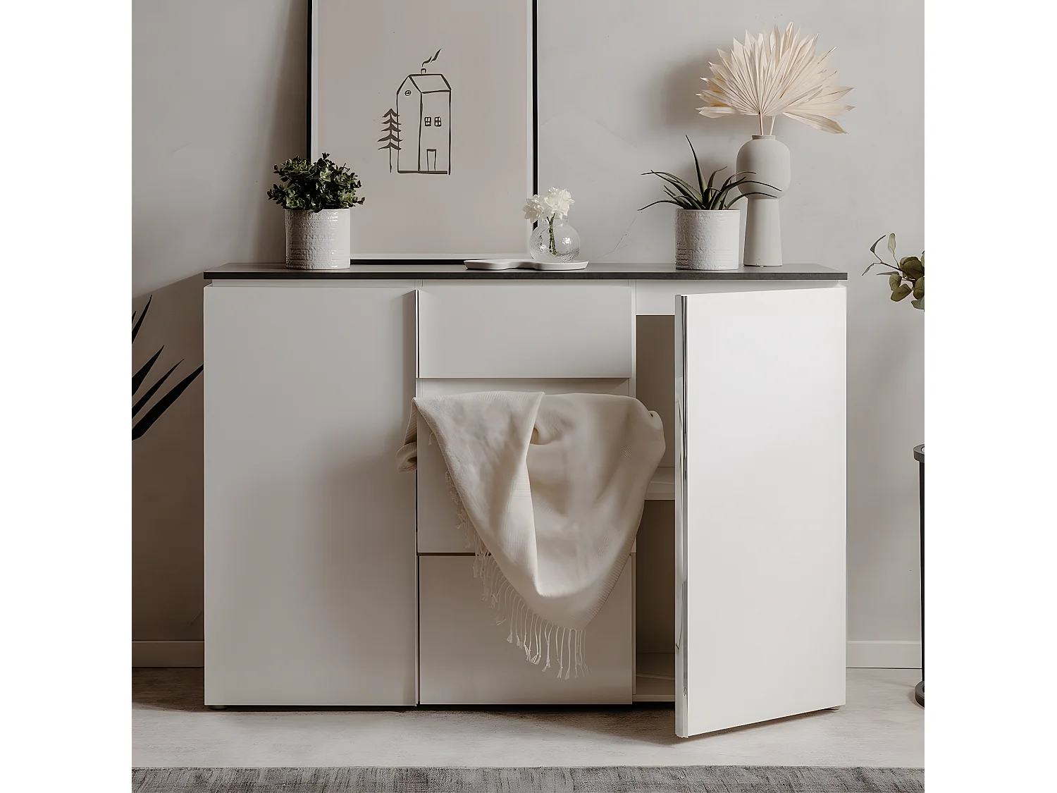 Buffet avec 2 portes et 3 tiroirs L133 cm - BREST