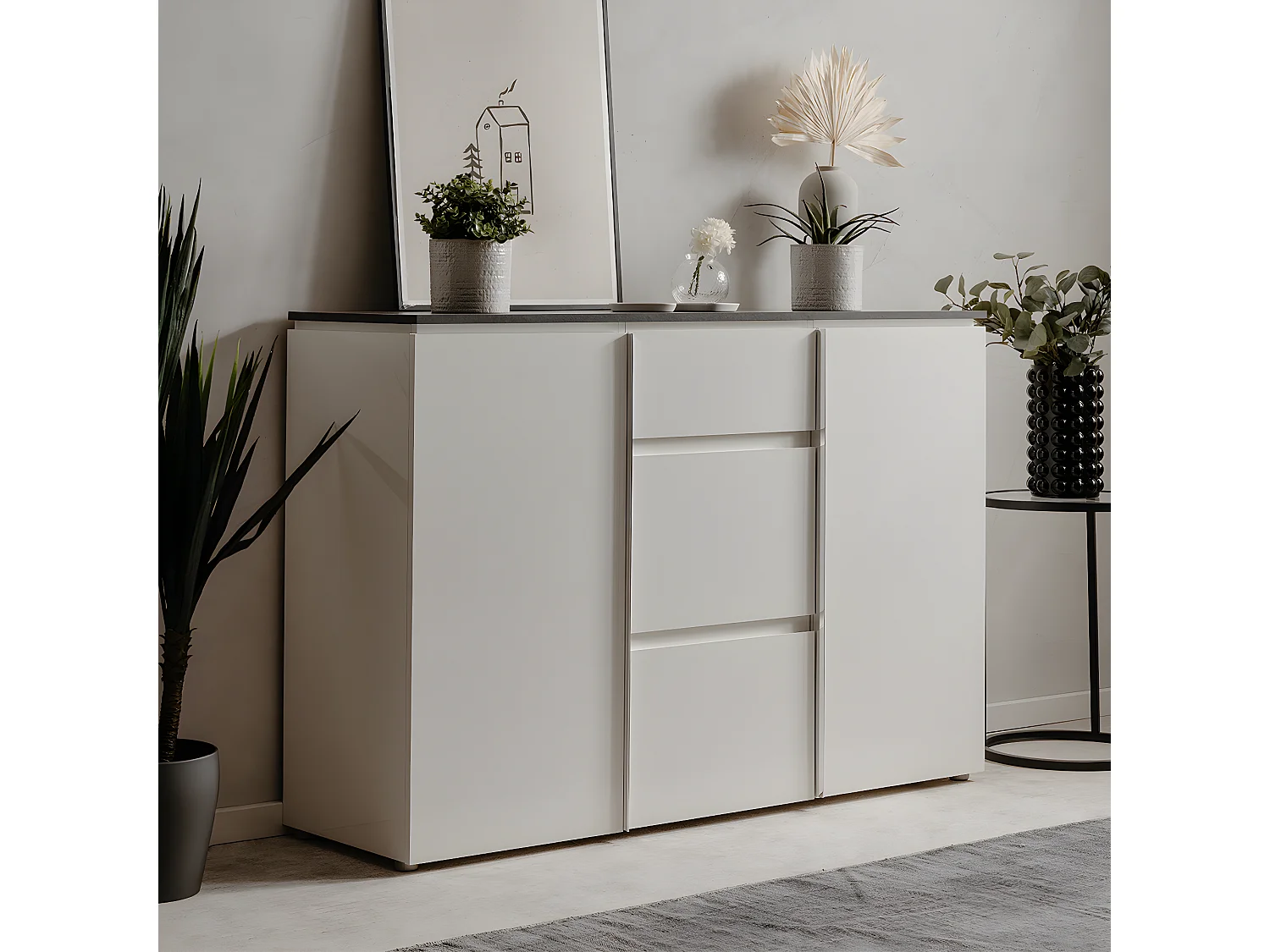 Buffet avec 2 portes et 3 tiroirs L133 cm - BREST