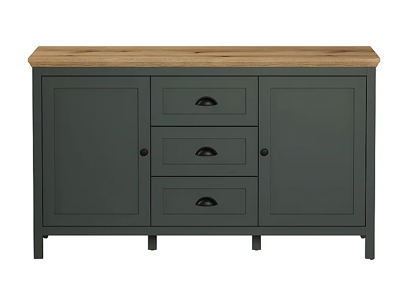 Stanton Sideboard grün, Eiche dekor.