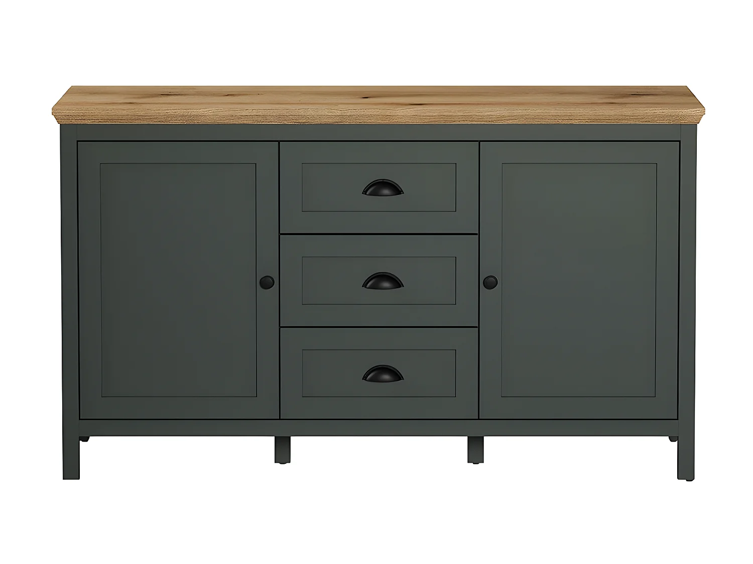 Stanton Sideboard grün, Eiche dekor.