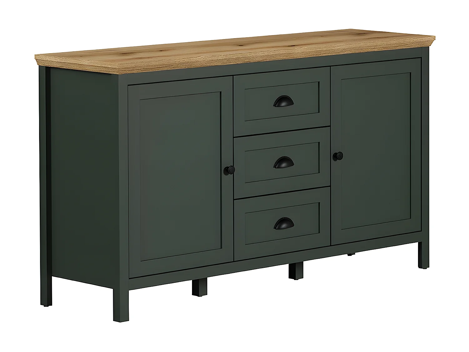 Stanton Sideboard grün, Eiche dekor.