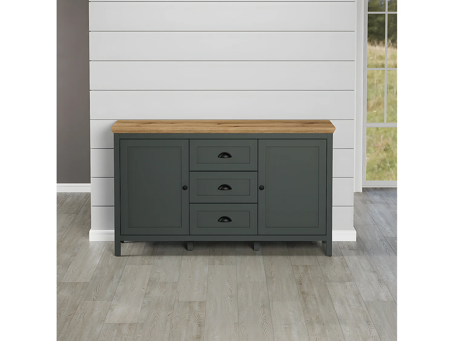 Buffet bas 2 portes et 3 tiroirs L146 cm - Stanton