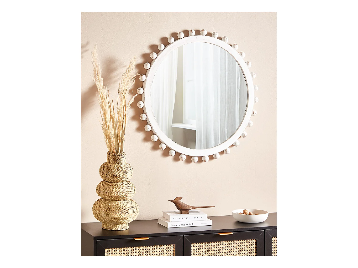 Wandspiegel TAZILLY 71 cm 71 cm Hout Gebroken wit