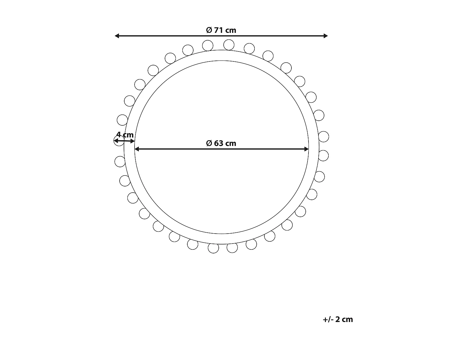 Miroir TAZILLY 71 cm 71 cm Bois de sapin Blanc cassé