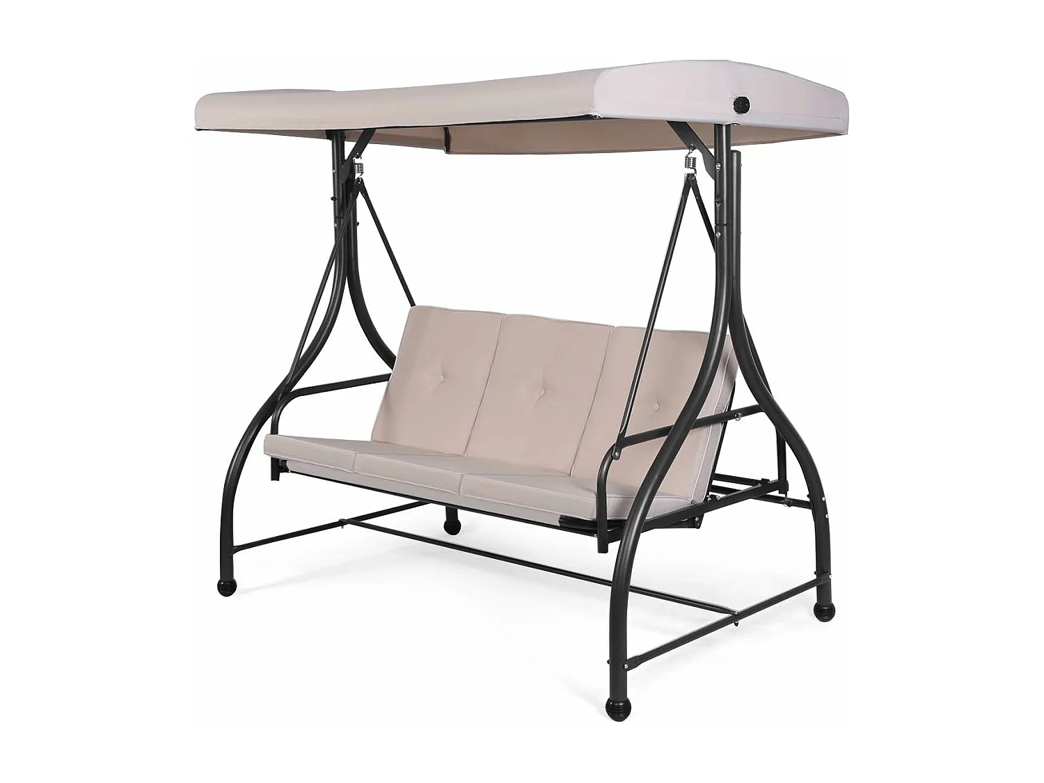 2 en 1 Jardin Balançoire Bain de Soleil, 3 Places avec Toit Réglable, Balancelle de Jardin, Dossier Ergonomique, pour Cour, Jardin, Balcon, 112x183x178 cm