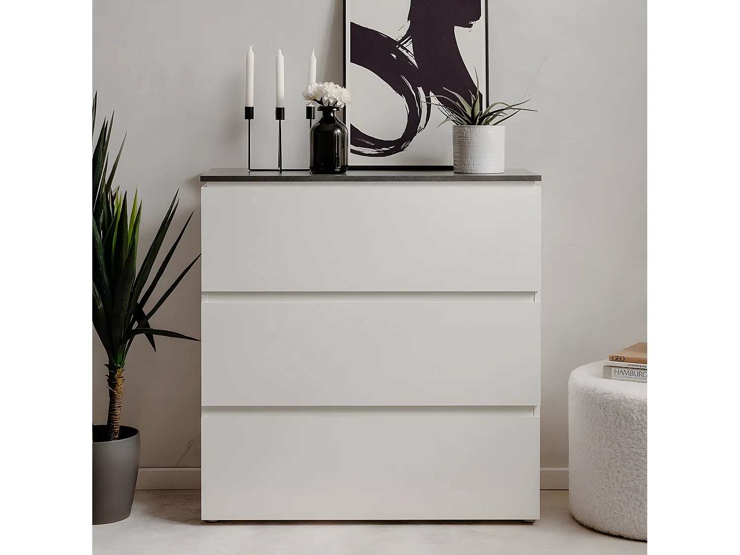 Commode 3 tiroirs L88,5 cm - BREST