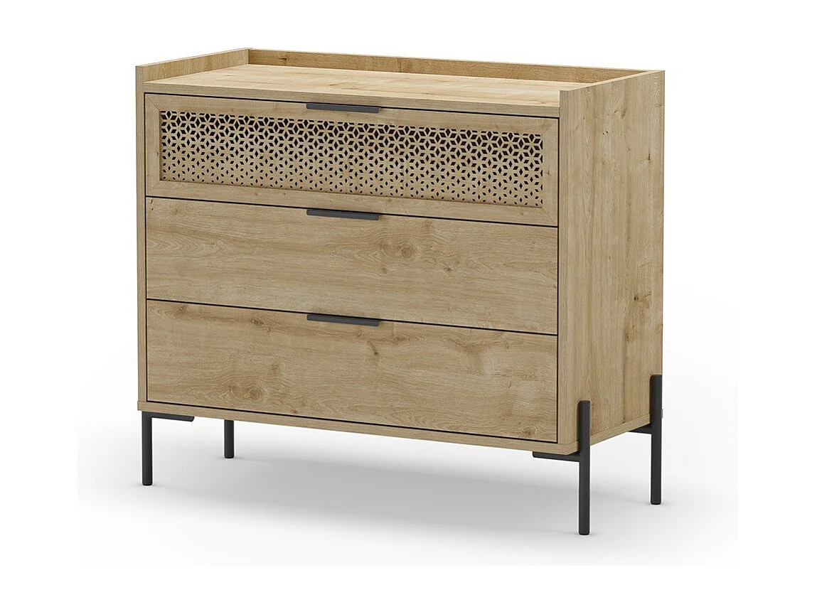 Commode 3 tiroirs et pieds en métal Inca - L90 cm