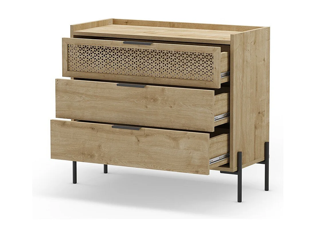 Commode 3 tiroirs et pieds en métal Inca - L90 cm