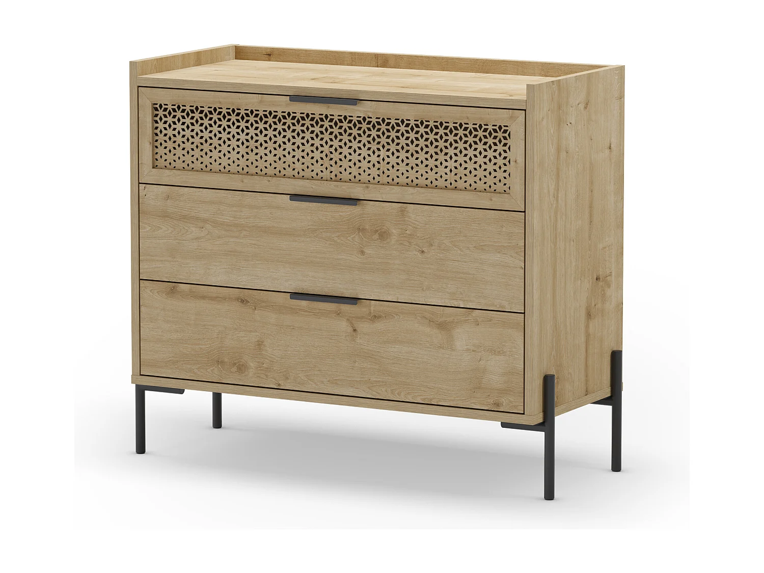 Commode 3 tiroirs et pieds en métal Inca - L90 cm