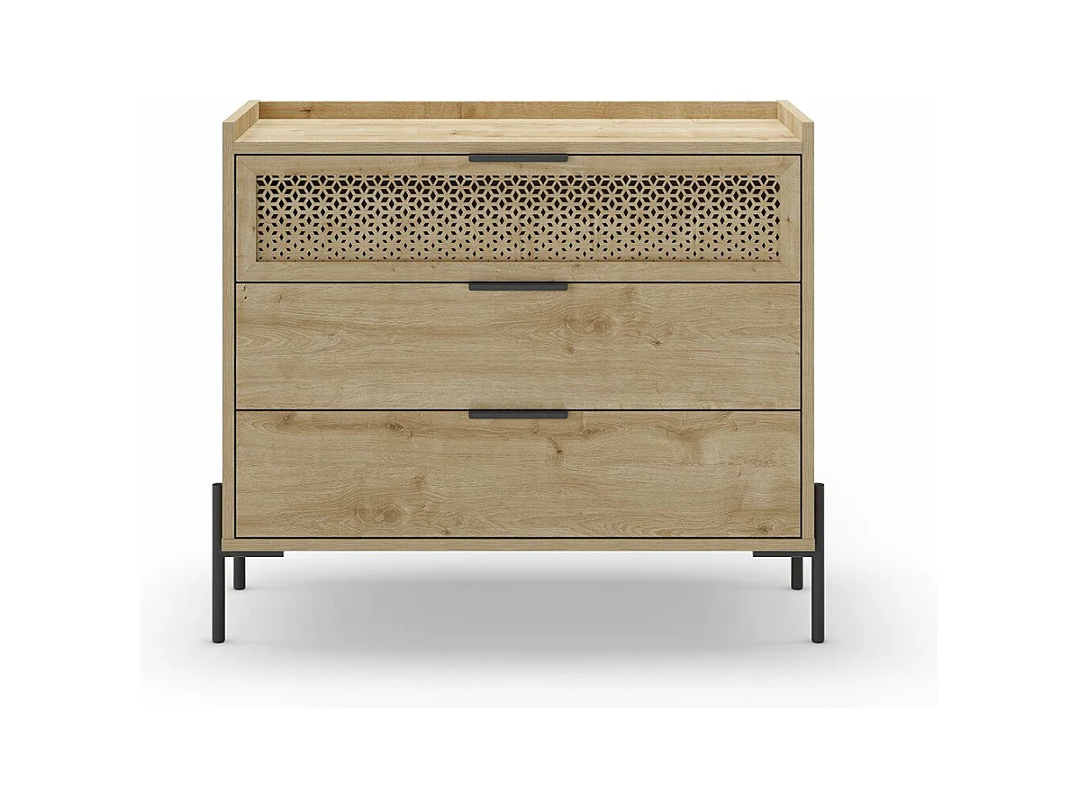 Commode 3 tiroirs et pieds en métal Inca - L90 cm