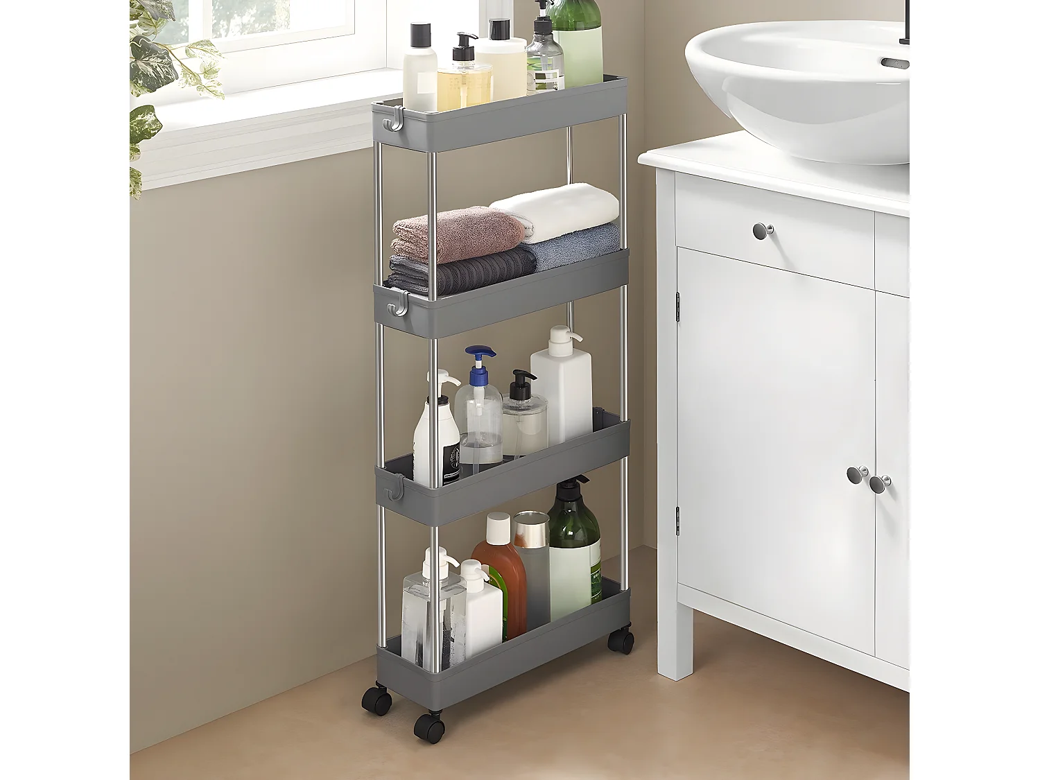 Desserte à roulettes à 4 étages - H88 cm