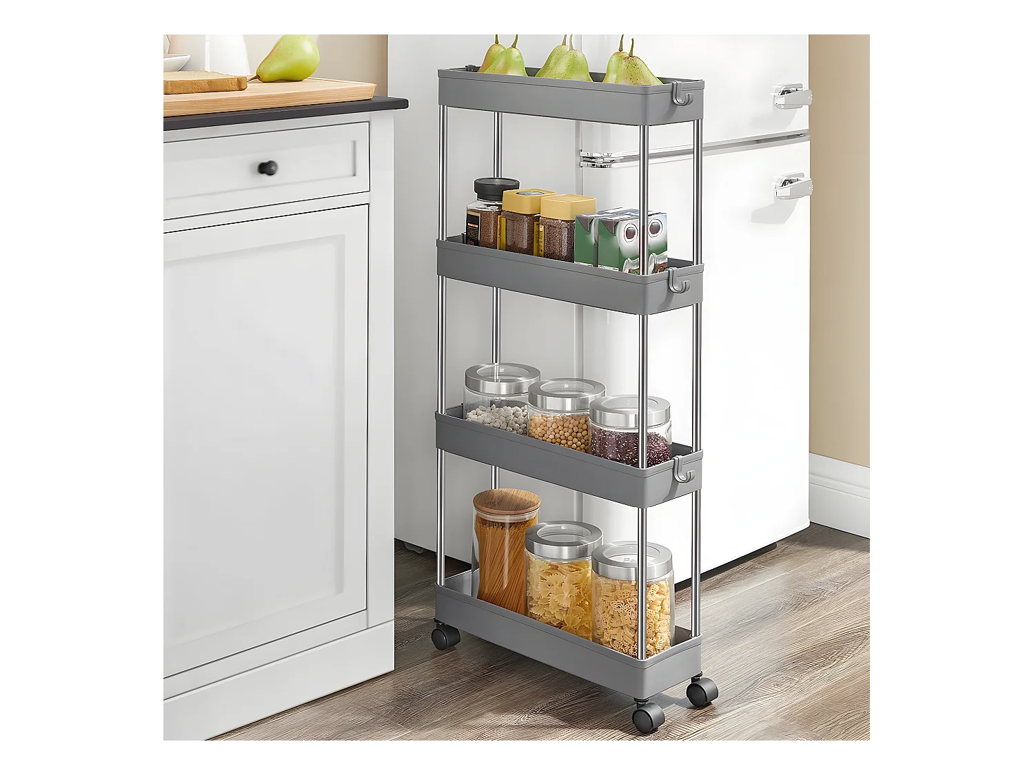 Desserte à roulettes à 4 étages - H88 cm