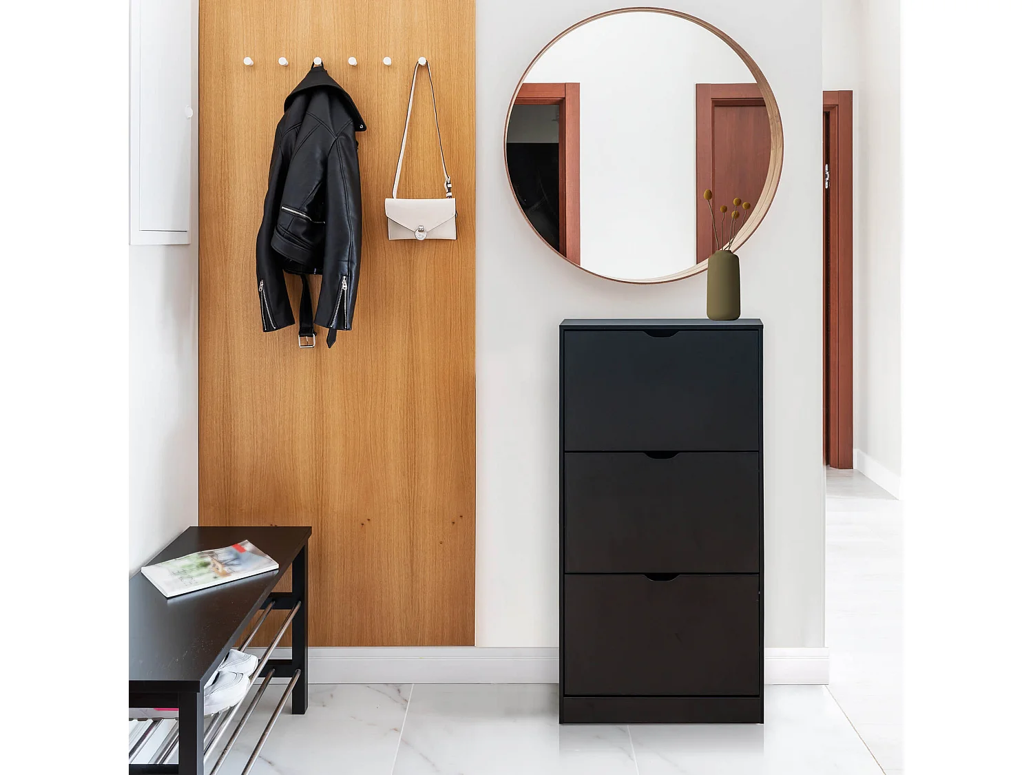 Scarpiera Rebecca Mobili Ekpe 119x60x23 MDF Nero Moderno