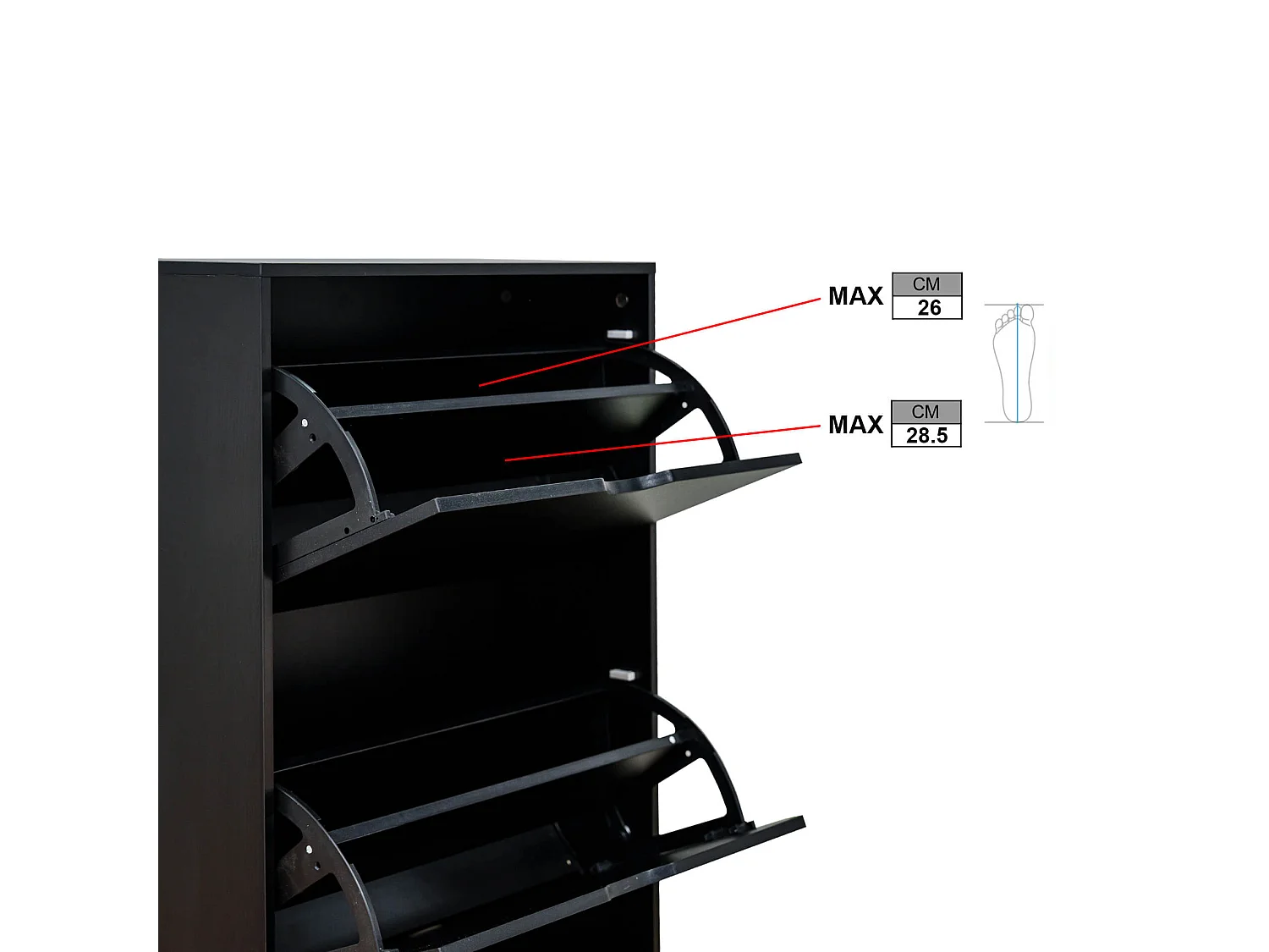 Scarpiera Rebecca Mobili Ekpe 119x60x23 MDF Nero Moderno