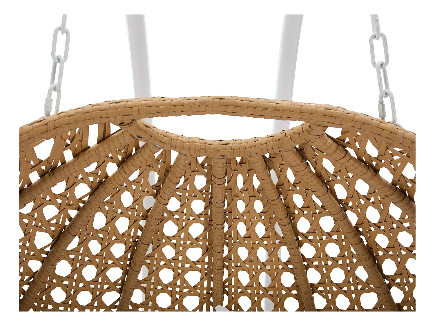 Hängesessel 2-Sitzer - Polyrattan - Holzfarben hell mit weißen Kissen - TILLO von MYLIA