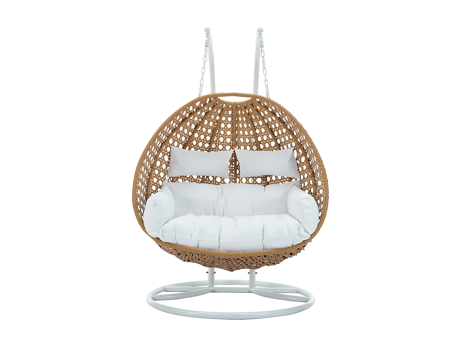 Sillón colgante de 2 plazas de ratán natural con cojines blancos - TILLO de MYLIA