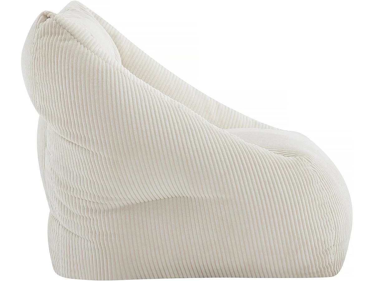 Pouf en velours côtelé "Medellin" - Beige - 85 x 85 x 72 cm