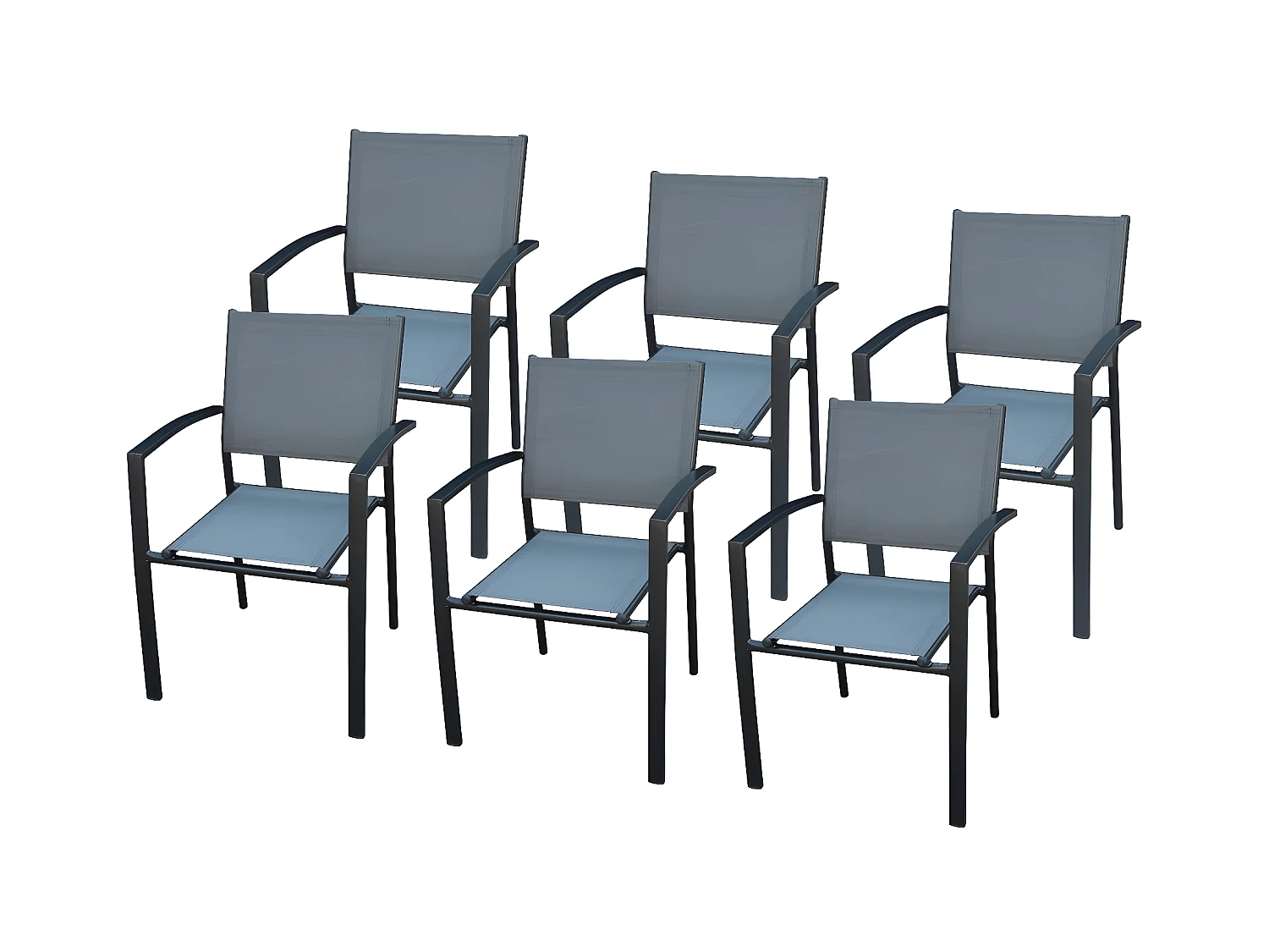 Lot de 6 chaises de jardin en aluminium "Lyraya" - Anthracite