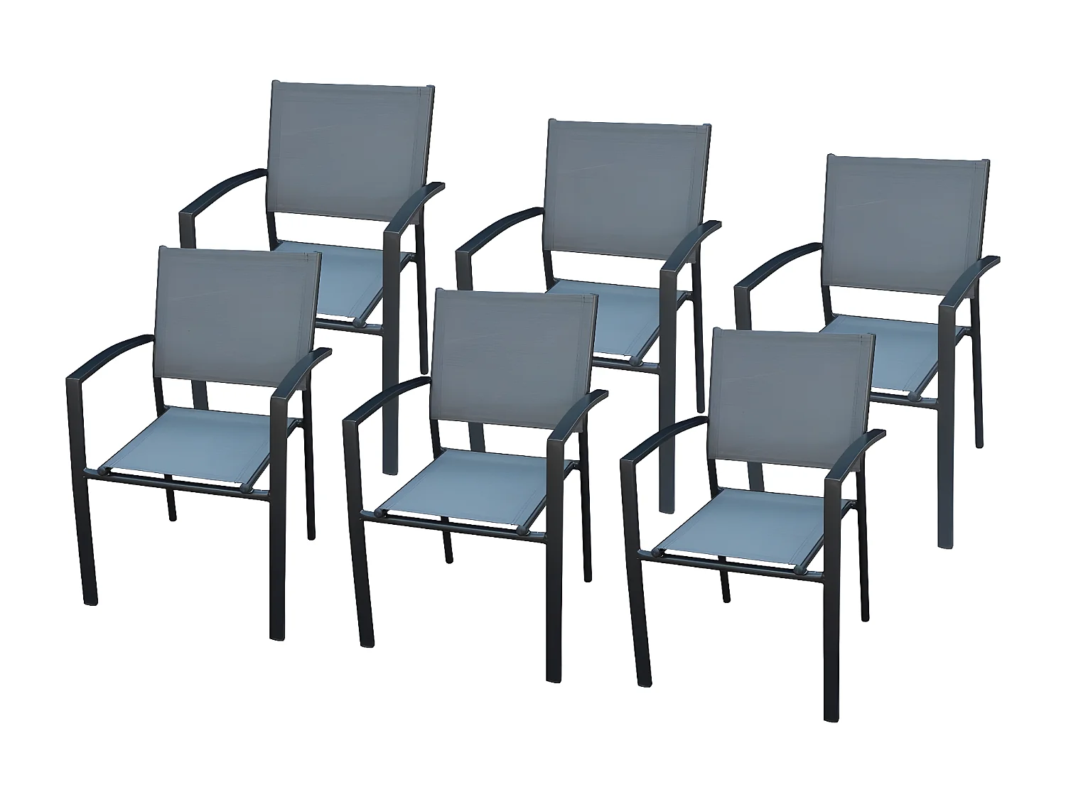 Lot de 6 chaises de jardin en aluminium "Lyraya" - Anthracite