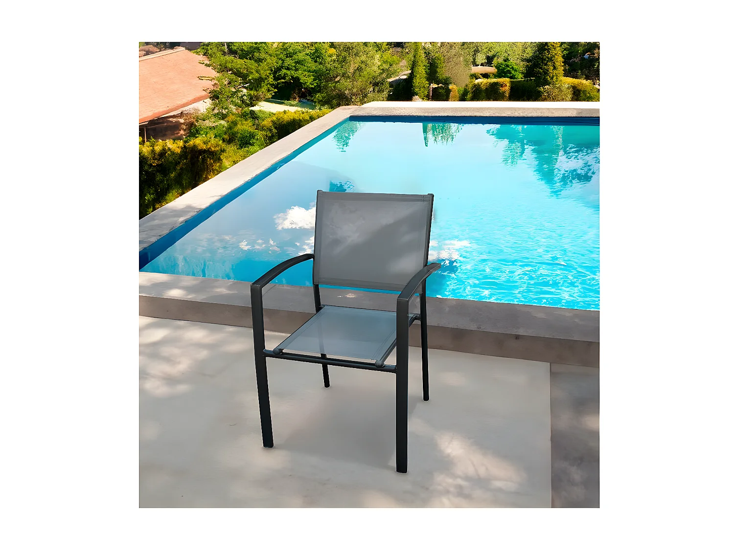 Lot de 6 chaises de jardin en aluminium "Lyraya" - Anthracite