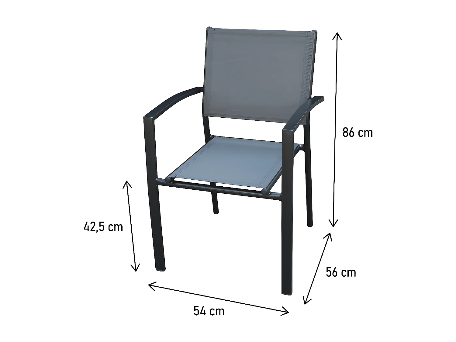 Lot de 6 chaises de jardin en aluminium "Lyraya" - Anthracite