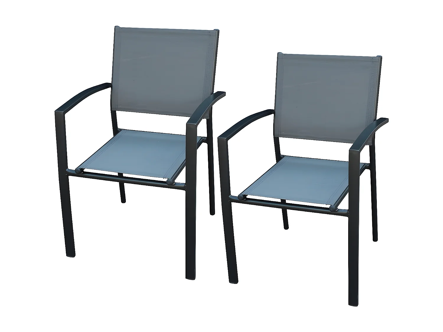 Conjunto de 2 cadeiras de jardim em alumínio "Lyraya" - Antracite, confortáveis e resistentes às intempéries