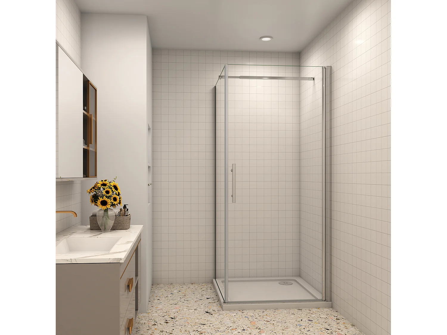 76x76x195cm Scharniertür Duschkabine