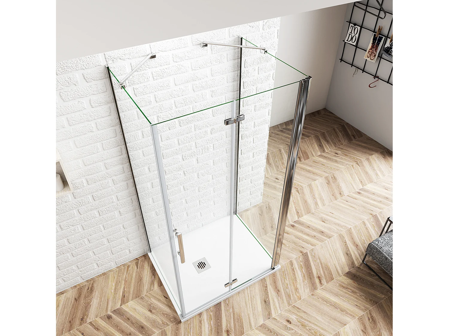 U-Duschkabine Falttür+Drehtür 80x70x80cm (Seitenwand:80cm) U-FORM Duschkabine Duschabtrennung