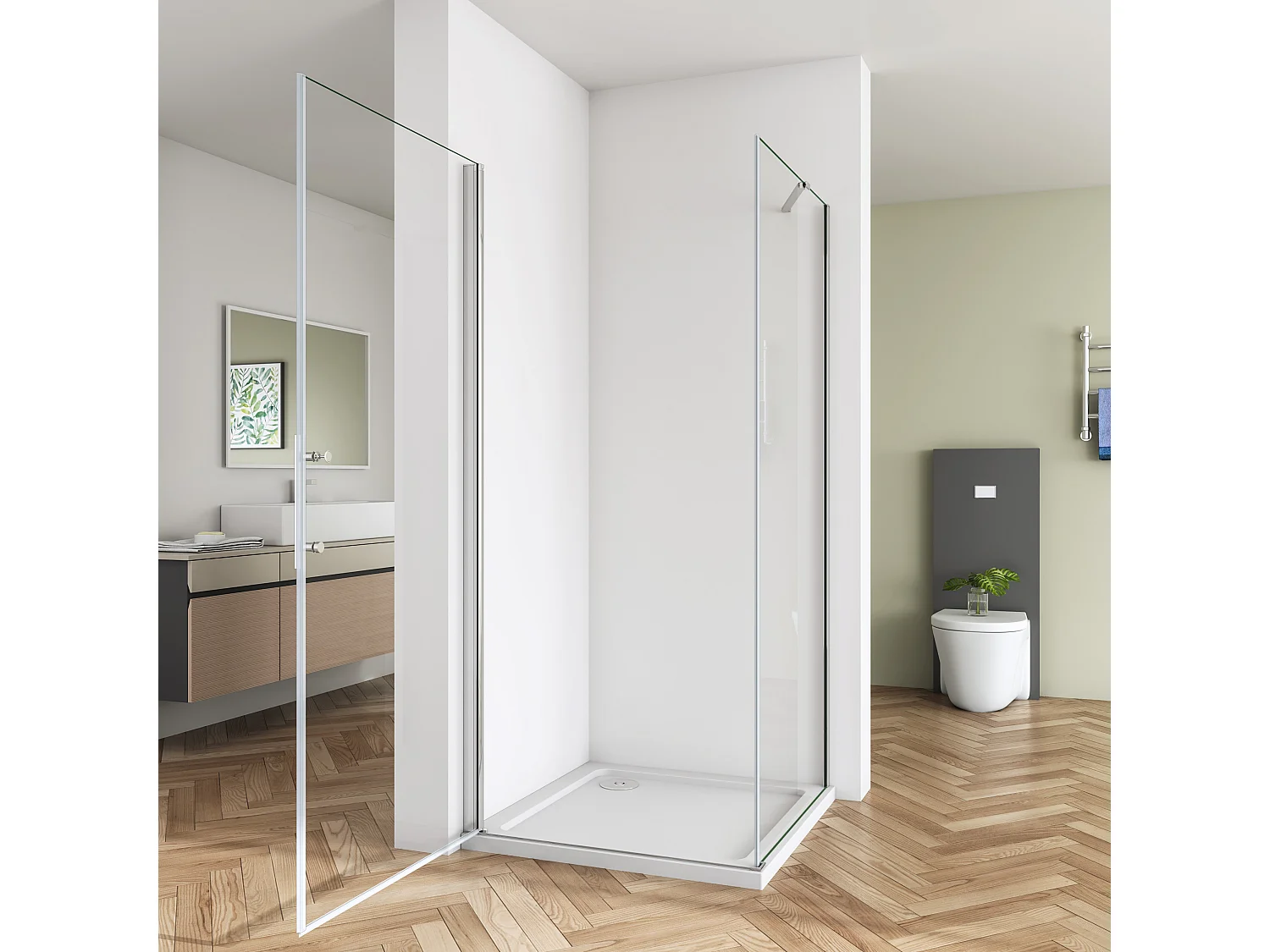 B:76xT:70x195cm Nischentür Drehtür Seitenwand Duschabtrennung Duschkabine  6mm NanoGlas