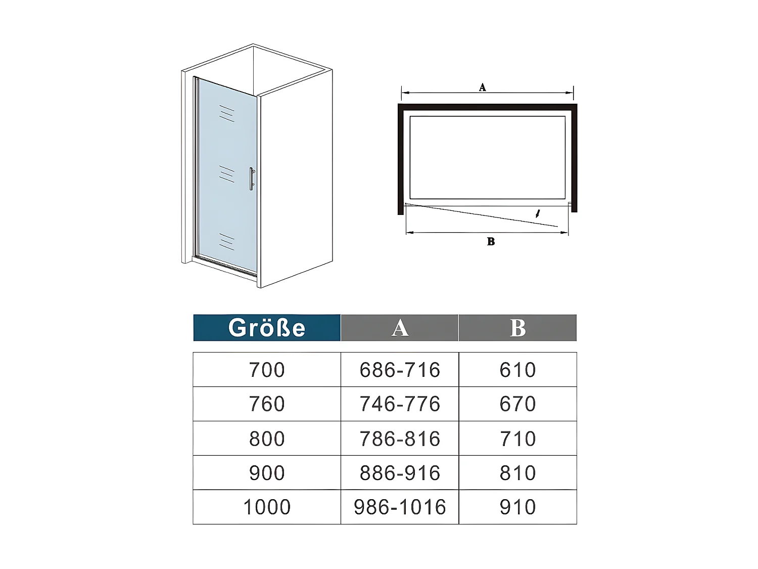 80x195cm Nischentür Drehtür  Nano Duschkabine Duschabtrennung Dusche Duschwand Türhöhe:195cm