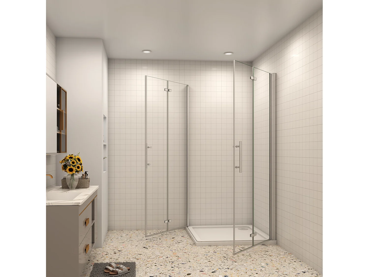 B:70xT:90x195cm Falttür Drehtür Eckeinstieg Duschabtrennung Duschkabine Dusche