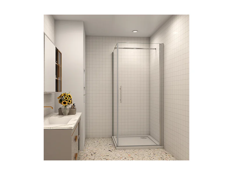 76x100x195cm Scharniertür Duschkabine