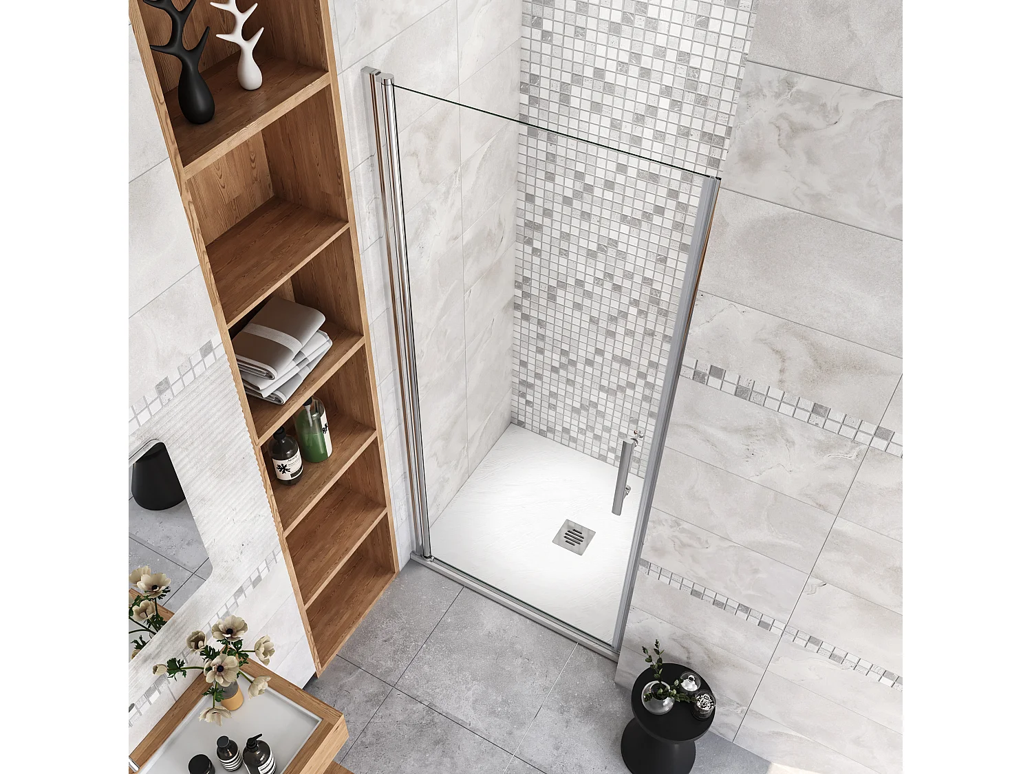 70x180cm Nischentür Drehtür  Nano Duschkabine Duschabtrennung Dusche Duschwand Türhöhe：180cm