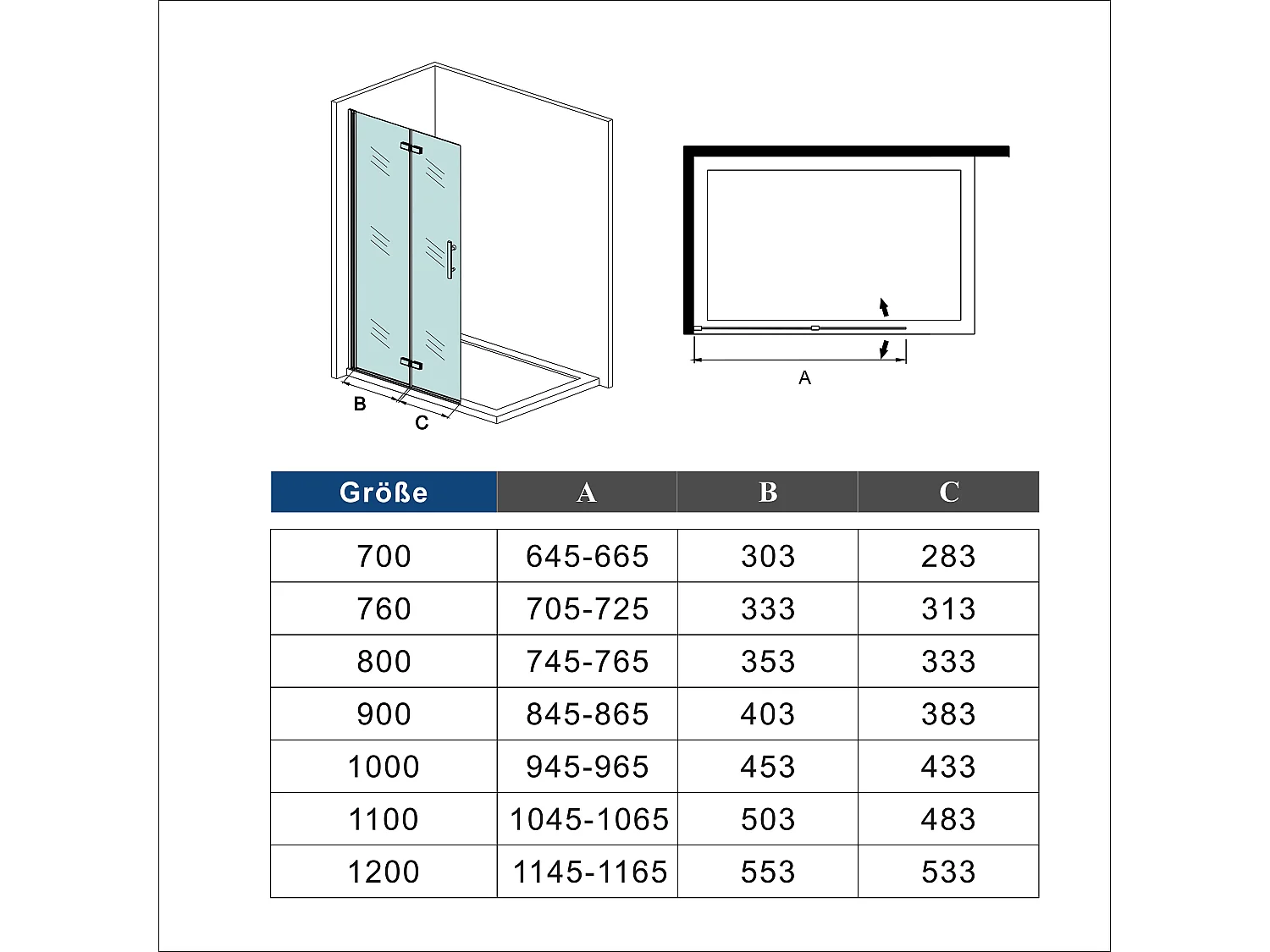90x185cm Walk in Faltbar+drehbar Nano ESG Glas Duschwand Duschtür Duschabtrennung Dusche