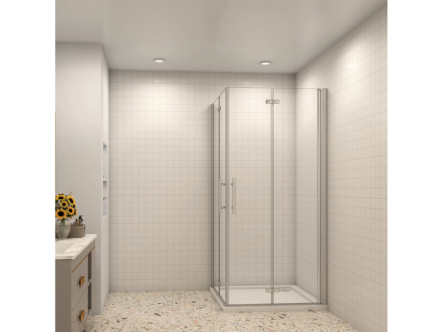 B:80xT:70x185cm Falttür Drehtür Eckeinstieg Duschabtrennung Duschkabine Dusche