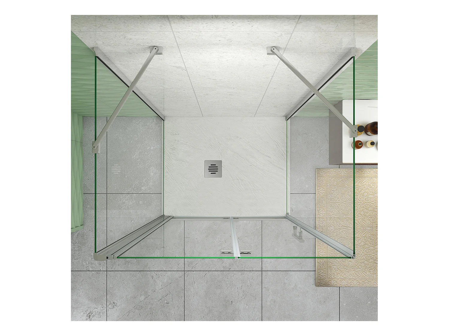 80x90x80cm Drehtür & Falttür(U-Form) Schwingtür Eckeinstieg Seitenwand Dusche Duschabtrennung Höhe195cm