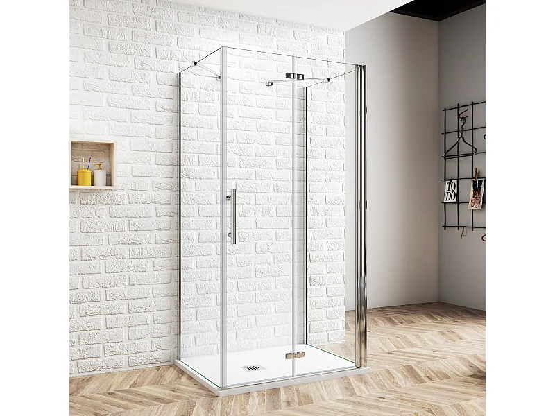 U-Duschkabine Falttür+Drehtür 80x120x80cm (Seitenwand:80cm) U-FORM Duschkabine Duschabtrennung