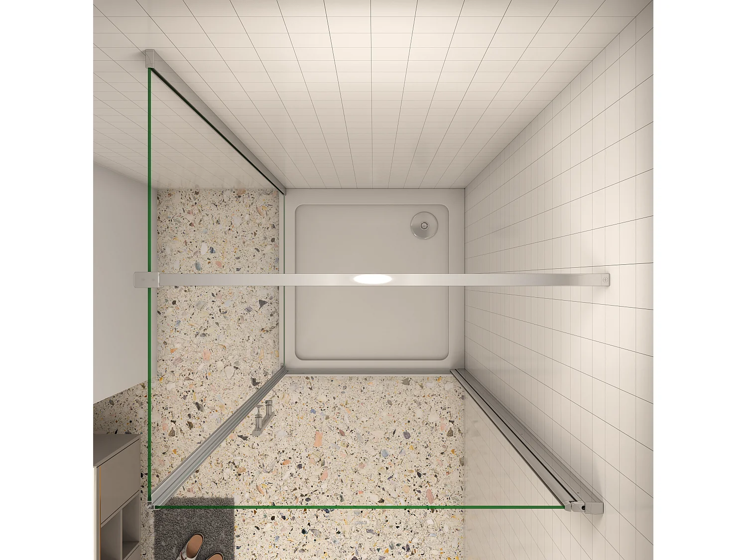 Duschwand: 100x76cm Duschkabine Duschabtrennung Eckeinstieg Dusche Duschtür 6mm NANO-Glas Höhe: 195cm mit Stabilisator 140cm